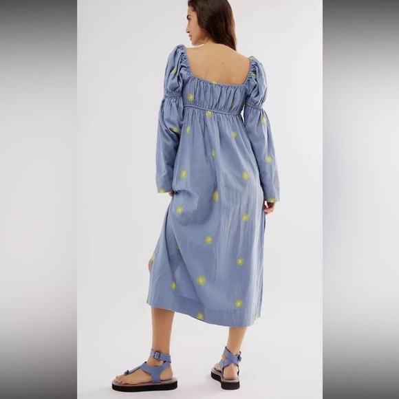 NWOT FREE PEOPLE Emory Embroidered Midi Dress SZ : M - Picture 5 of 14